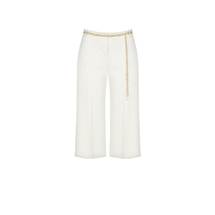 Dámske culottes nohavice s opaskom biele Kitana 1000636717791