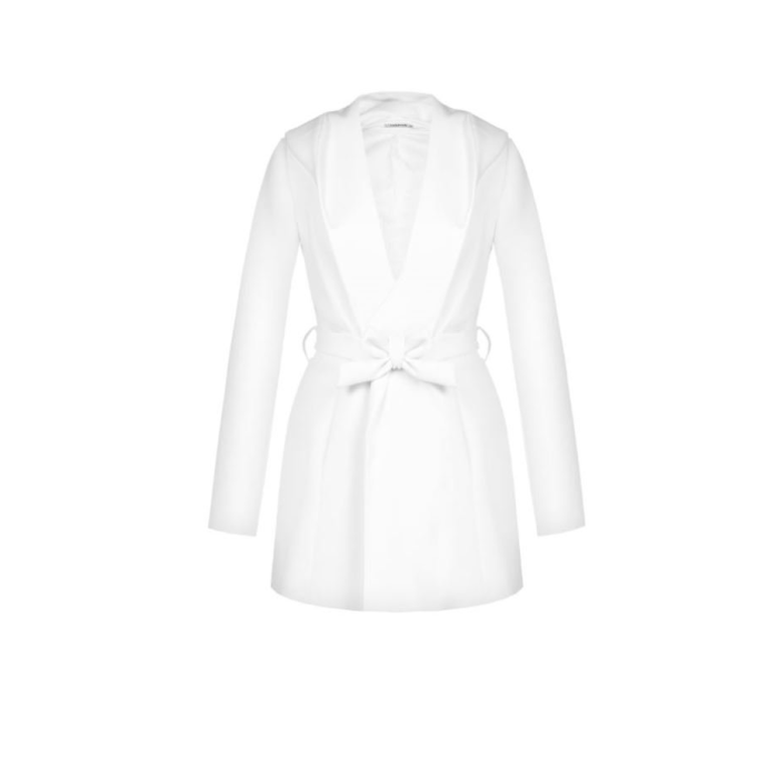 Dámsky elegantný kabát s kapucňou biely Kitana 1000637136874