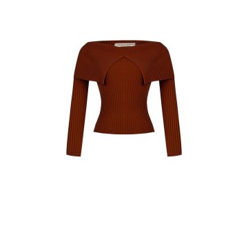 dámsky kvalitný pulover Rinascimento hnedý CFM0010175175003
