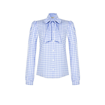 Dámska kockovaná košeľa modrá Rinascimento CFC80102965003
