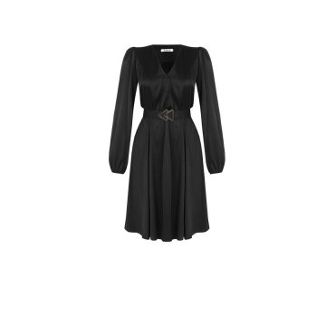 Dámske spoločenské saténové šaty čierne Kitana CFC80105089003