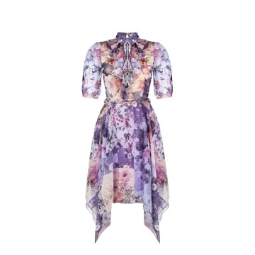 dámske kvetinové pohodlné šaty fialové CFC0102365003