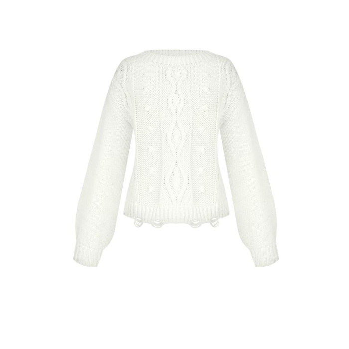 Dámsky pletený sveter so vzorom biely Rinascimento CFM80010661003