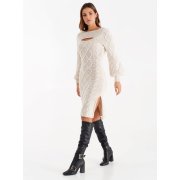 Dámske midi svetrové šaty krémovo-biele Rinascimento CFM80010653003