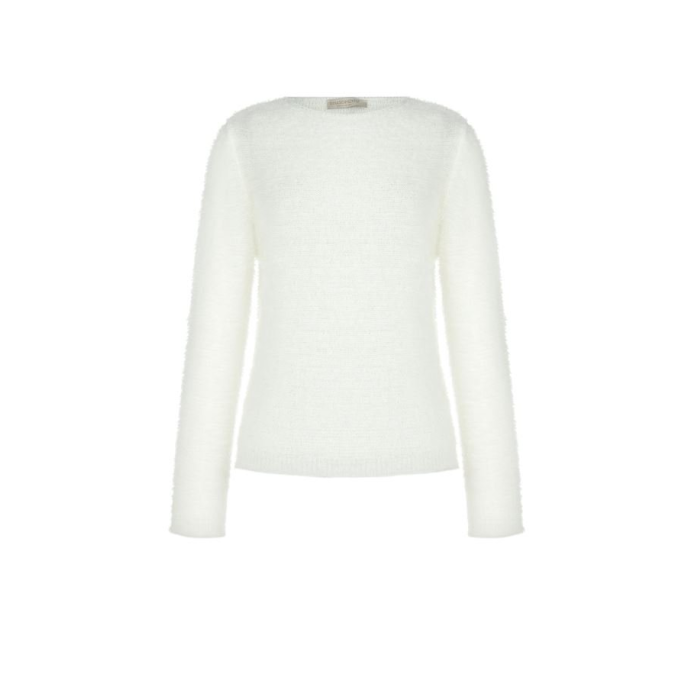 Dámsky plyšový klasický sveter biely Rinascimento CFM80010672003