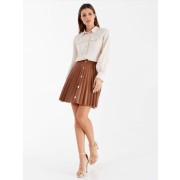 Dámska štýlová koženková sukňa hnedá Rinascimento CFC80107669003