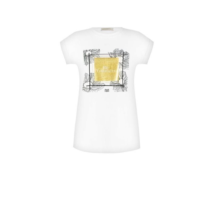 Dámske bavlnené tričko s potlačou biele Rinascimento CFC80107747003