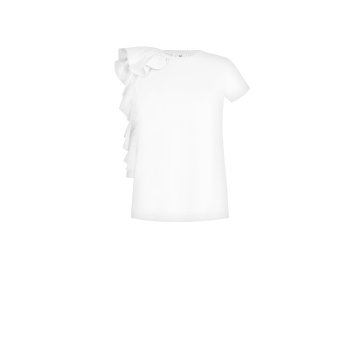 luxusné biele tričko z bavlny s volánmi  Rinascimento1000648729683 L