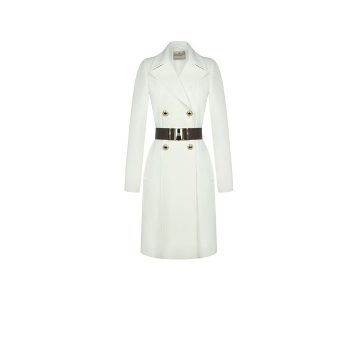 Dámsky prechodný kabát s opaskom biely Rinascimento CFC80107900003