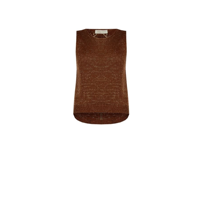 Dámska štýlová pletená vesta hnedá Rinascimento CFM80010720003