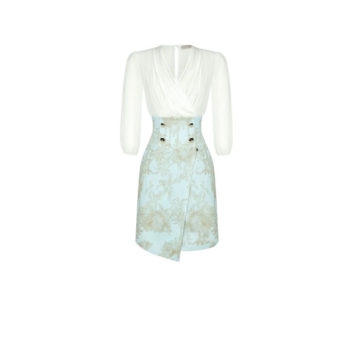 Dámske puzdrové šaty azúrovo-biele Rinascimento CFC80108694003
