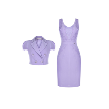 Dámske puzdrové šaty s kabátikom fialové Rinascimento CFC80108776003