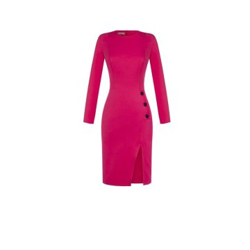 Dámske midi šaty s rozparkom ružové Rinascimento CFC80018394002