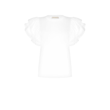 Dámske tričko z bavlny s volánmi biele Rinascimento 1000651152294 S