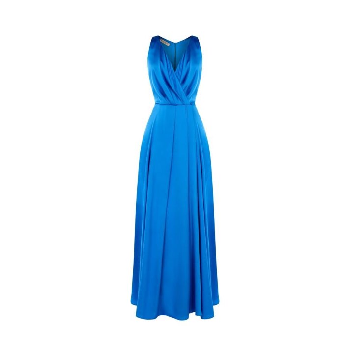 Dámske  luxusné saténové šaty modré Rinascimento CFC80109116003