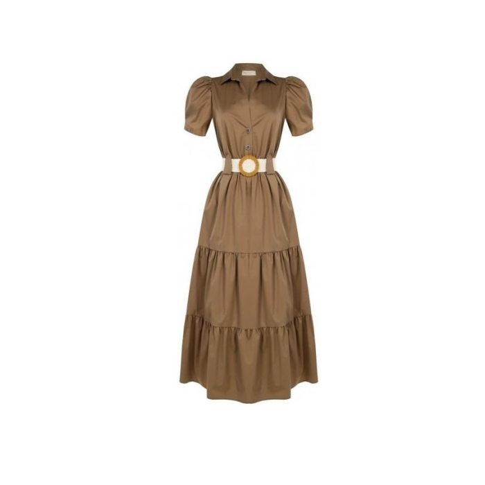 Dámske letné šaty s opaskom hnedé Rinascimento CFC80018571002