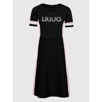 Dámske midi značkové šaty áčkové čierne Liu Jo 8050885976466