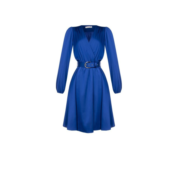 Dámske saténové mini šaty modré Rinascimento CFC80110678003