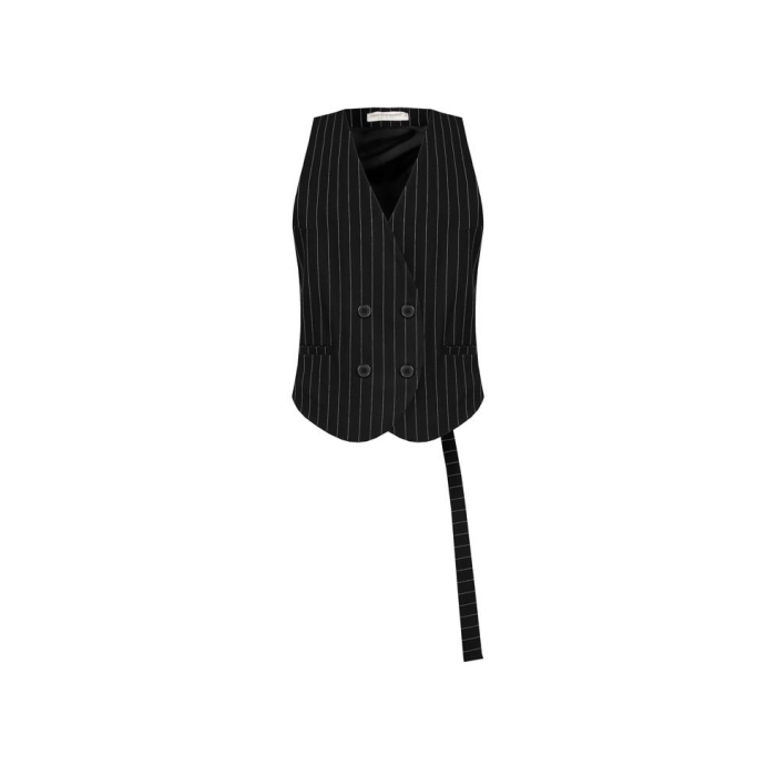 Dámska kostýmová vesta s pruhmi čierna Rinascimento CFC80110645003