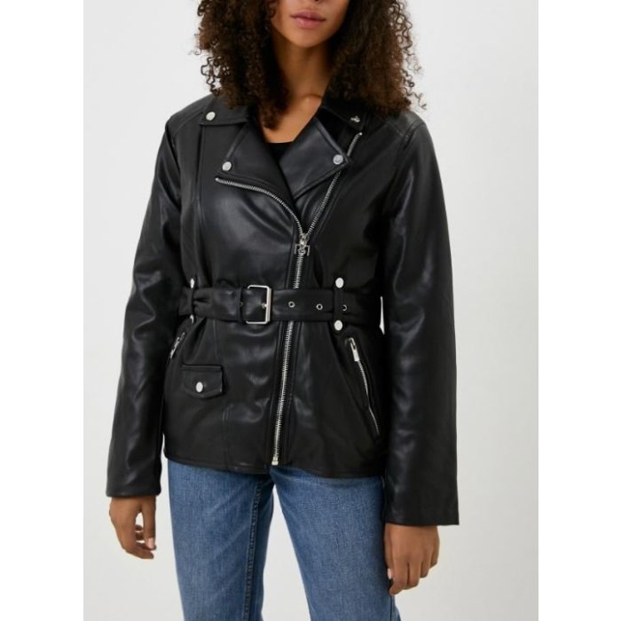 Dámska kvalitná koženková bunda čierna Rinascimento CFC80109001003