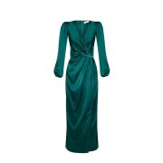 Dámske saténové dlhé šaty na ples zelené Rinascimento CFC80112183003