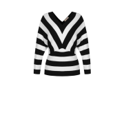 Dámsky pruhovaný sveter čierno - biely Rinascimento CFM80011194003