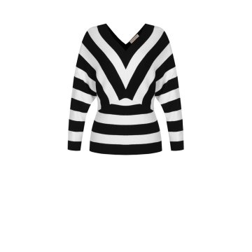 Dámsky pruhovaný sveter čierno - biely Rinascimento CFM80011194003