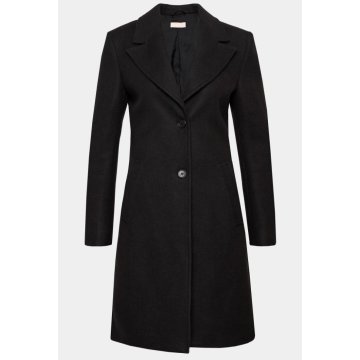 Dámsky kvalitný vlnený kabát LIU JO čierny  MF3104 T4612