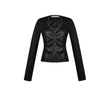 Dámska elegantná koženková bunda čierna Rinascimento 1000637032039 S